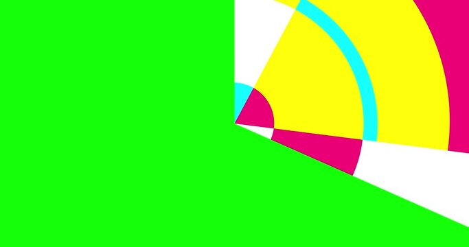 Wipe circle rotation wipes 2 random versions CMY + white. Linear animation geometric figure. Seamless loop isolated. Motion design element. Business, art, fashion, etc...