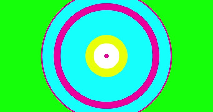 Wipe circle growing transition 4 random versions CMY white. Linear animation figure rotation. Seamless loop isolated. Motion design element. Business, art, fashion, etc...
