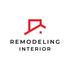 abstract letter R and real estate logo design