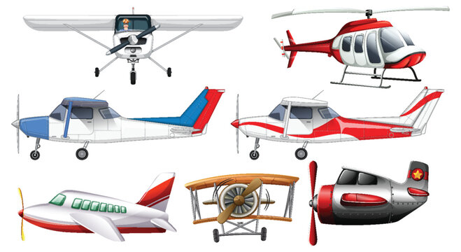 Set of Different Light Aircrafts
