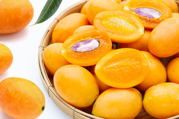 Marian plum fruit isolated on white background