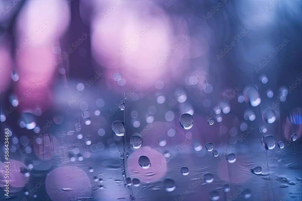 Poster raindrops on a window with a scenic view of trees in the background. generative ai