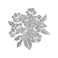 Hand drawn Roses bouquet. Line art for adult coloring book style. Vector illustration for coloring page.  outline Vector