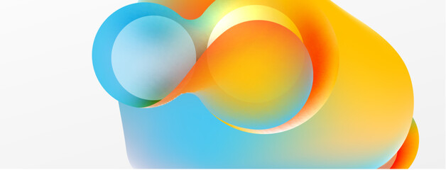 Fluid abstract background. Liquid color gradients composition. Round shapes and circle flowing design for wallpaper, banner, background or landing