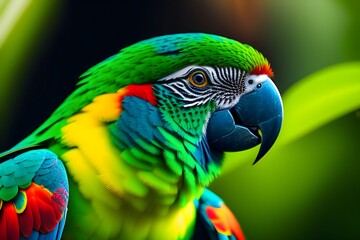 Graphic representation of "Rainy Day Beauty: Exotic Parrot in the Amazon Jungle". Generative AI. 