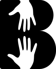 B Letter includes Hand Icon