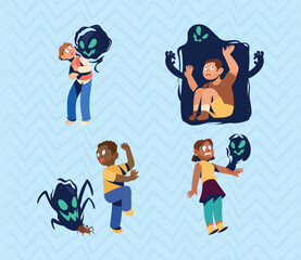 four persons suffering phobias