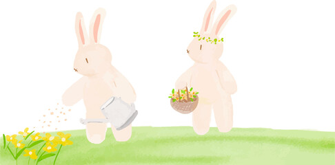  easter bunny with easter eggs	