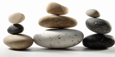 Balancing stones on white background Generative AI