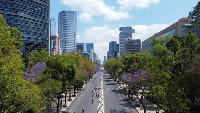aerial view of reforma avenue in mexico city