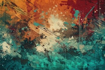 an abstract painting with vibrant colors and dynamic brushstrokes. Generative AI