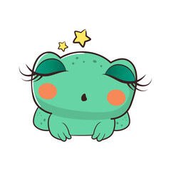 Cute baby frog in cartoon style. Vector illustration.