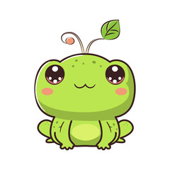 Cute baby frog in cartoon style. Vector illustration.