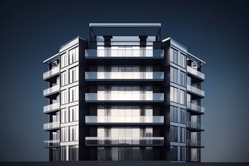 Contemporary apartment building modern architecture retail stores and offices with glass windows and facade Ai generative.