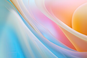 Translucent pastel smooth background with abstract multi colored waves and curves. Ai generative.