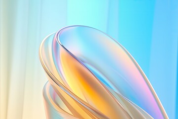 Translucent pastel smooth background with abstract multi colored waves and curves. Ai generative.