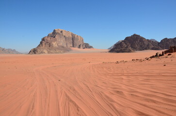  Beautiful Wadi Rum landscapes from the desert in Jordan with its pink and orange rock formations