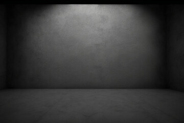 black grungy empty room cement concrete floor and wall abstract texture background, Generative AI