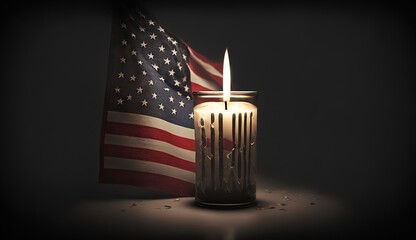 Memorial Day - Illustration of candle with usa flag, Generative ai