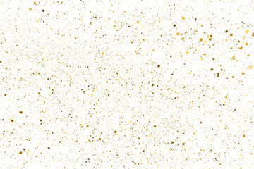 Gold Glitter Texture Isolated on White Background. Golden Splash Silhouette. Amber Particles Color. Sparkles Rain. Vector Illustration, Eps 10.