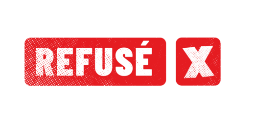 tampon refusé écrit en rouge