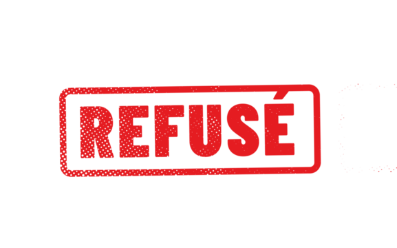 tampon refusé écrit en rouge