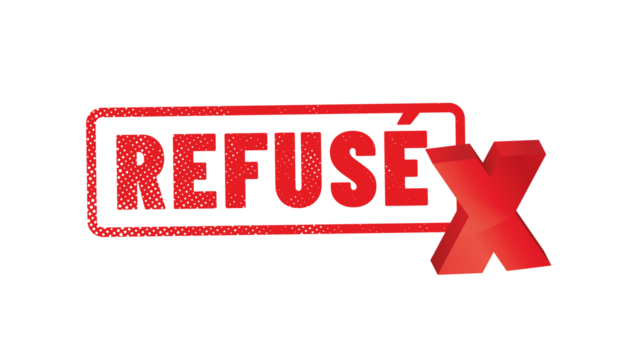 tampon refusé écrit en rouge