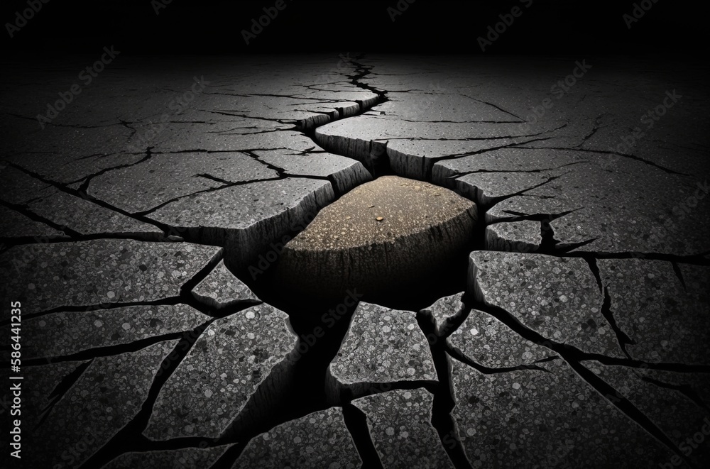 Poster road asphalt with cracks as a texture / abstract backdrop generative ai