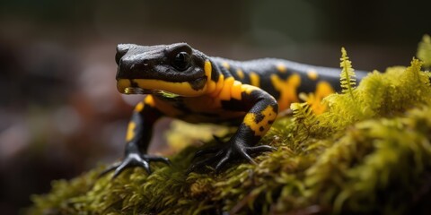 Fototapeta premium An Illustration of a Fire Salamander. Gen AI