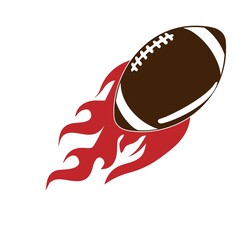 Rugby ball vector image with tribal fire flame American football