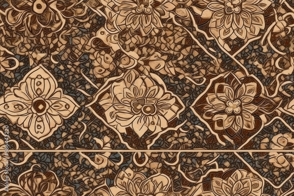 Aufkleber intricate geometric pattern on a textured wall. generative ai