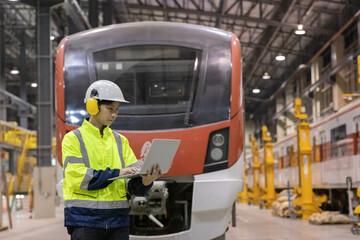 Project  Engineer train Inspect the train's diesel engine, railway track in depot of train