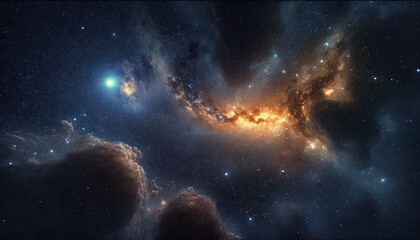 The explosion supernova. Bright Star Nebula. Distant galaxy. Abstract image. Generative AI