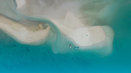 The tropical Summer with wave water as white sand beach  in the lagoon background