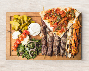 Lebanese Mixed Grill plate isolated on white 