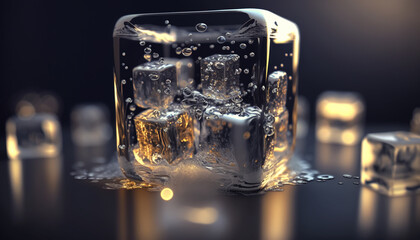 ice cubes in the bowl. generative AI