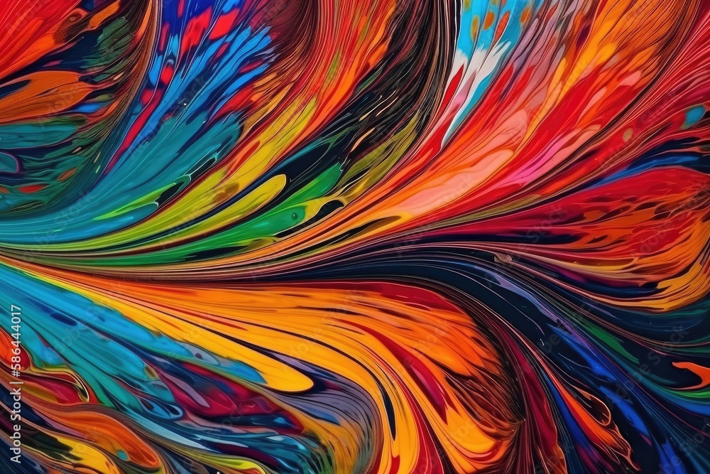 Poster an abstract painting with vibrant colors and dynamic brushstrokes. Generative AI
