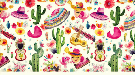 Greeting card for Cinco de Mayo with Mexican traditions. Generative Ai.