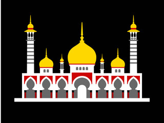 Drawing of a mosque with golden domes