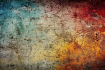 Fototapeta na wymiar textured grungy wall with a bold red, yellow, and blue color palette. Generative AI