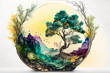 World environment and Earth Day concept with colorful globe and eco friendly enviroment. Generative ai.