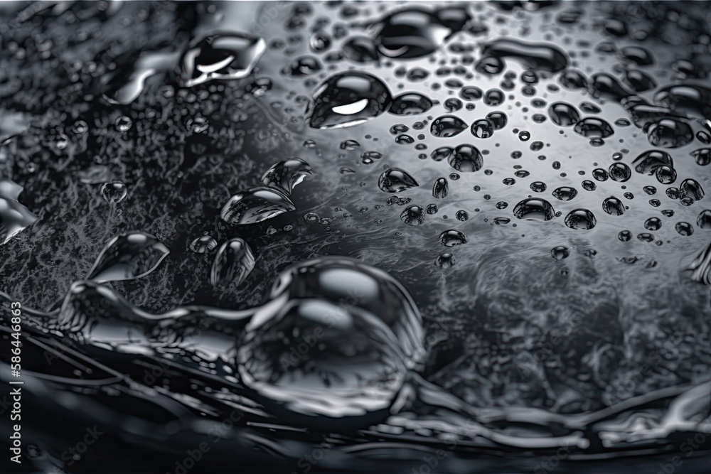 Aufkleber water droplets on a textured surface in macro view. generative ai