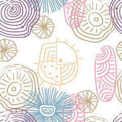Seamless pattern with hand-drawn colored doodles