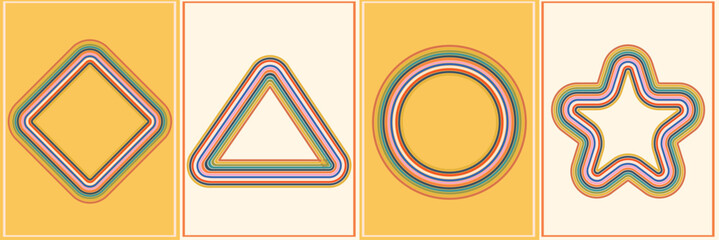 Retro pattern posters ,70s retro style , vintage design poster, vector set. Minimalist, old-fashioned, suitable for background wallpaper artwork for illustration