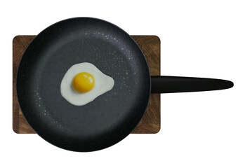 Frying pan with scrambled eggs
