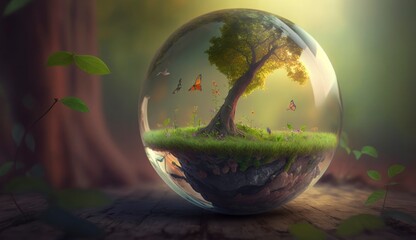 World Earth day concept. Illustration of the green planet earth on a white background. earth day poster, banner, card,  APRIL 22, Saving the planet, environment,  Planet Earth,  Generate Ai