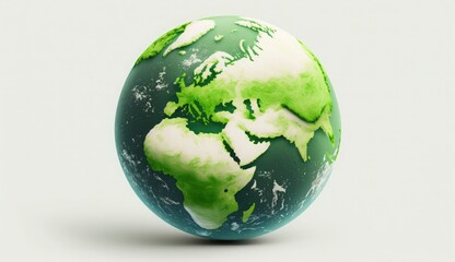 World Earth day concept. Illustration of the green planet earth on a white background. earth day poster, banner, card,  APRIL 22, Saving the planet, environment,  Planet Earth,  Generate Ai