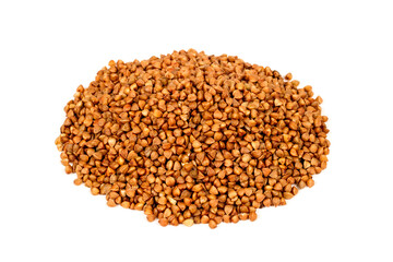 A bunch of buckwheat on a white background. Buckwheat is isolated on a white background.
