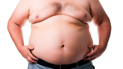 Fototapeta na wymiar big fat man messuring his belly