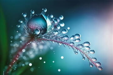 Capturing beauty of macro photography of Water Drops on plants. Generative AI